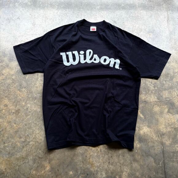 Vintage 90s Wilson Athletics‎ Black T-shirt - Picture 1 of 5
